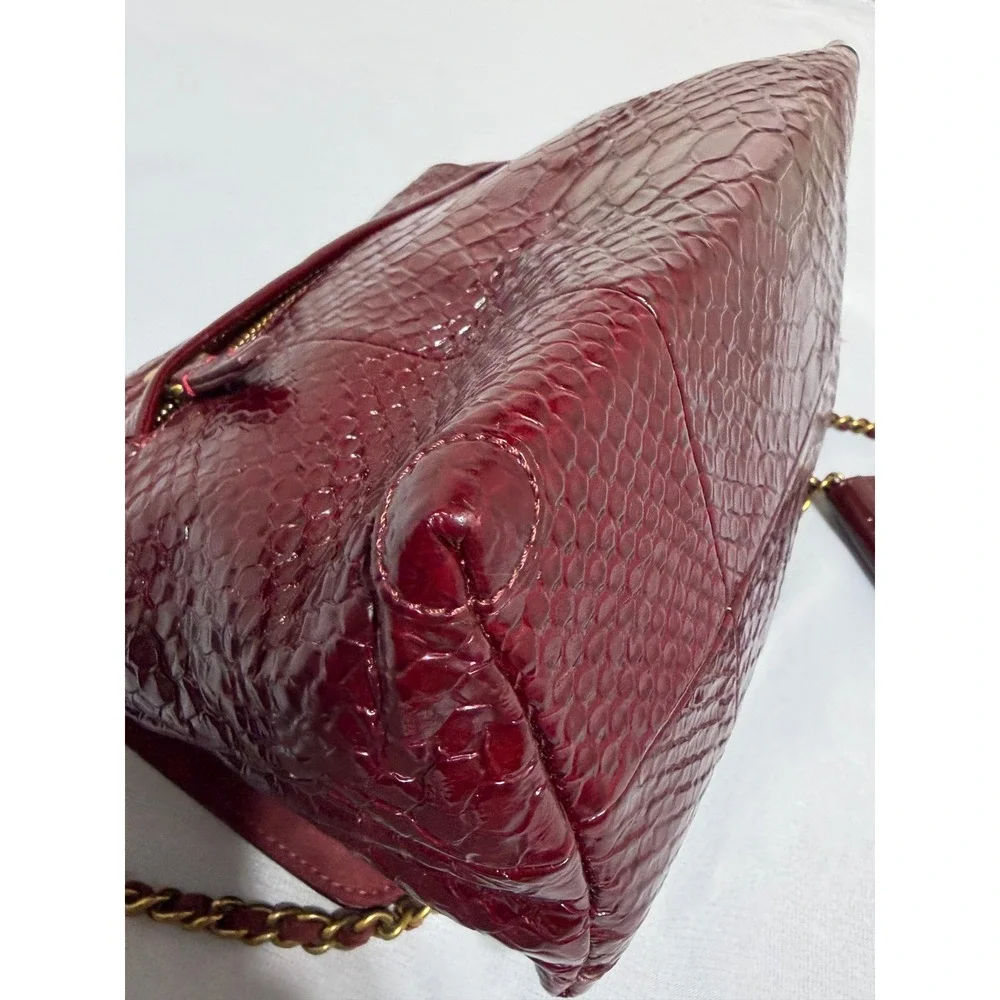Jerome Dreyfuss LuLu Burgundy Embossed Leather Snakeskin Shoulder Bag Crossbody